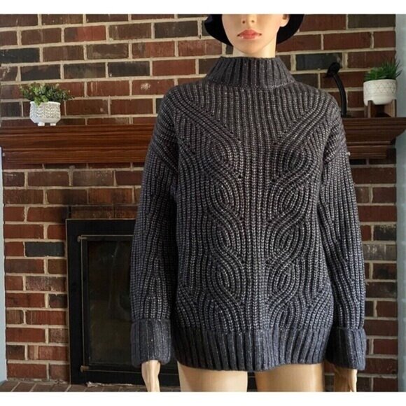 COLUMBIA Pine Street Mock Neck Wool Blend Heather Gray Sweater size XS Coat NEW - Picture 16 of 16